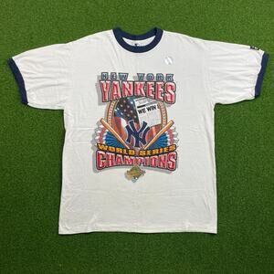 Vintage 1996 NY Yankees World Series Champions Starter Ringer Tee USA Sz L